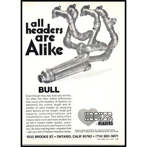 1972 Hooker Headers Vintage Print Ad Performance Exhaust Hot Rod Wall Art 70s